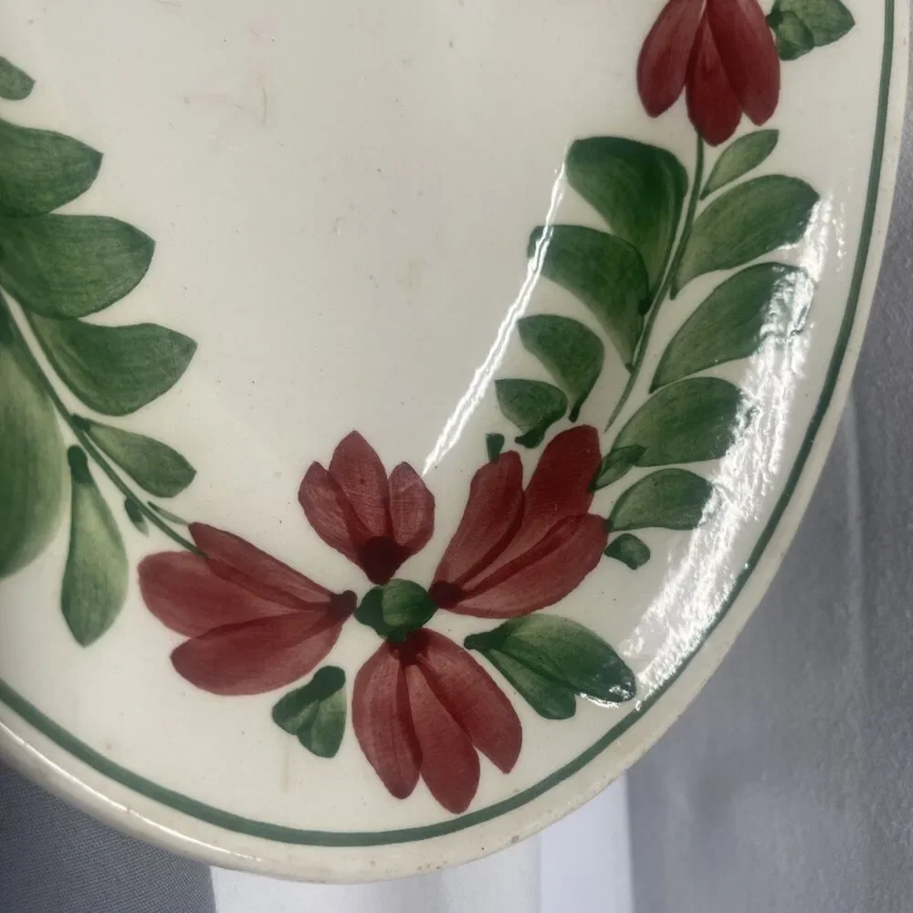 Large Vintage Oval Hand Painted Ceramic Porcelian Platter Dish Czech. Dinnerware